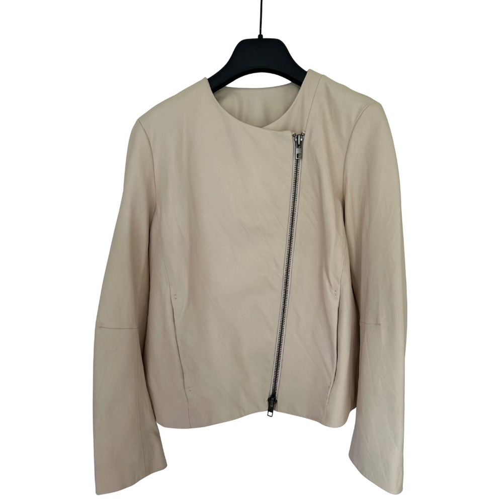 Vince Cream Lamb Leather Moto Jacket Large $995 Retail